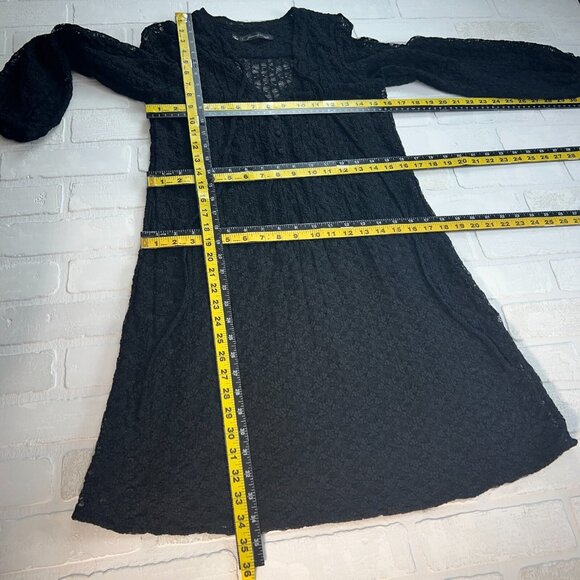 Patterson J Kincaid Dress Women Small Black Lace Floral Lined Long Sleeve V-Neck - Picture 2 of 14